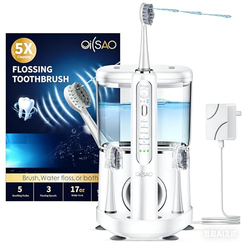 Electric Toothbrush with Water Flosser Combo in One White