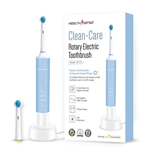 Image of HealthSense Clean-Care Sonic Electric Toothbrush for Adults (White & Blue)