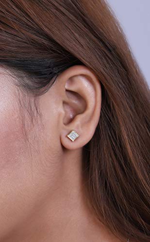 Dazzlingrock Collection 0.10 Carat (ctw) Round Lab Grown White Diamond 8mm Square Micro Pave Hip Hop Ice Out Studs in Solid Gold & 925 Sterling Silver, Unisex Design Ladies, Mens Real Diamond Earrings2