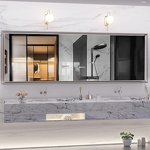 24x36 and 65x22 Inch Bathroom Mirrors 2 Sets,Purple Gold Cover