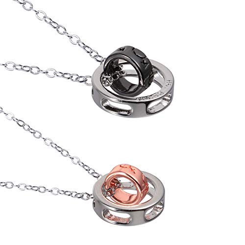 FAVOMOTO 2 Peças de Anel Duplo Colares Colar de Casal Joias Mulheres Homens Corrente de Pescoço de D