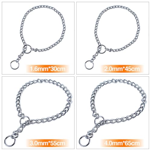 Image of 1-Pack Slip Link Training Dog Collar, Metal Dog Chain Collars, Heavy Duty Puppy Collars for Small Breed Dogs, Silver S