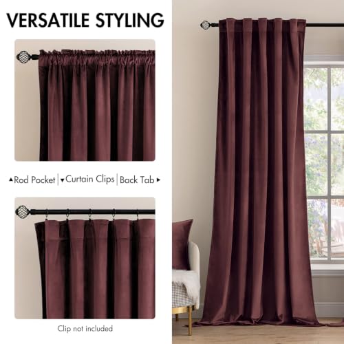Image of MIULEE Velvet Curtains 52x96 inches 2 Panels Ruby Wine Blackout Curtains | Luxury, Bedroom Living Room, Thermal Insulated, Super Soft Window Drapes, Rod Pocket & Back Tab