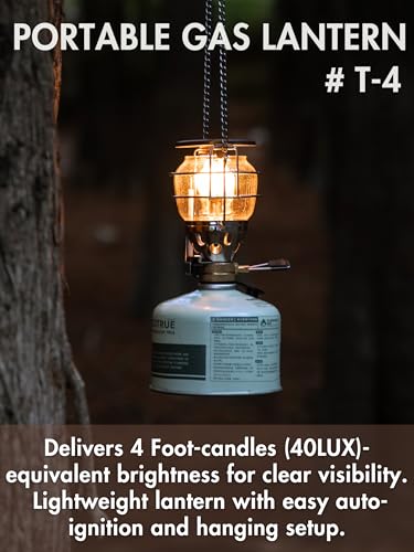CAMPINGMOON Mini Gas Camping Lantern with Hanging Chain & Hard Case – 80W Equivalent Brightness, Adjustable Dial, Outdoor Portable Butane Lamp for Hiking, Backpacking, Emergency, Tent Lighting T-4 - image 2
