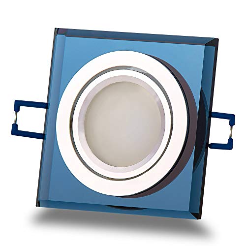 Foco LED empotrable de cristal rectangular – negro 6,5 W blanco neutro 230 V – Foco empotrable orientable plano como lámpara de techo – Foco empotrable 75 – 80 mm orificio de perforación