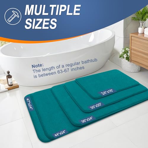 Image of OLANLY Thick Memory Foam Small Bathroom Rugs 24x16, Extra Soft Absorbent Bath Rug, Quick Dry Bath Mat, Non-Slip, Machine Washable Carpet for Bathroom, Tub and Shower, Home Decor Accessories, Deep Lake