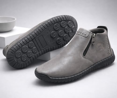 Image of Kraasa Men's Stylish Trendy Sneakers | High Tops Synthetic Side Zipper Casual Shoes | Ultra Soft Cushioned Insole | Airmix Sole Footwear