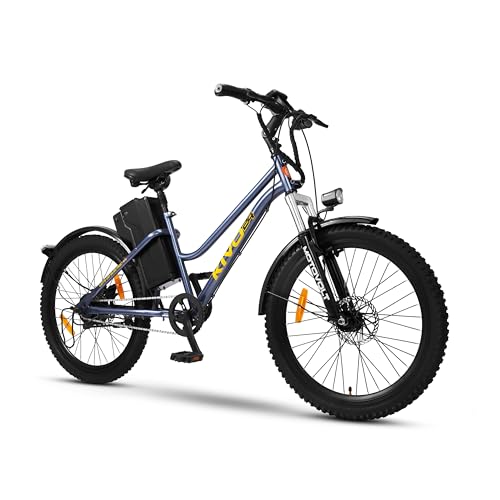 Motovolt Kivo 24 Standard Electric Cycle | 36V 250W BLDC Motor | Up to 45 KM Range | 6Ah Removable Li-ion Battery (IP65, BIS Certified) | 110 kg Payload | Front Suspension | 24” Tyres | Carbon Grey