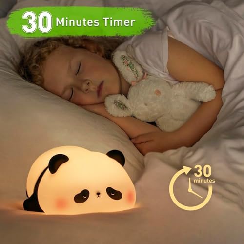 Image of LED Night Lights Touch Sensor, USB Rechargeable, 7-Color Changing Lamp for Kids' Room & Baby Gift | Night Light | (Sleeping-Panda)