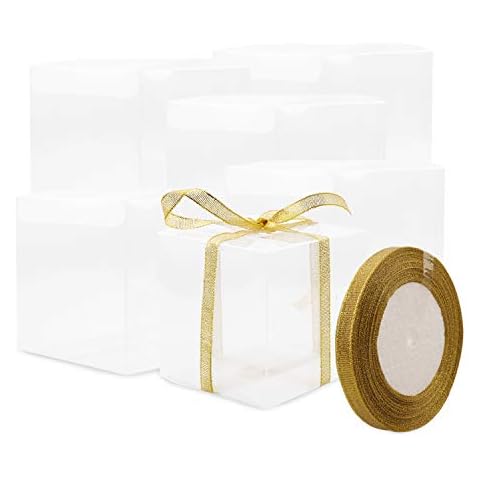 Clear Candy Gift Box Gift Boxes,12 Pack Clear PVC Plastic Boxes Gift Boxes for Party Favors, Wedding, Birthday Presents, Candy, Cupcakes, Jewelry,Christmas Gift Packing (6 x 6 x 6 Inches) Cover