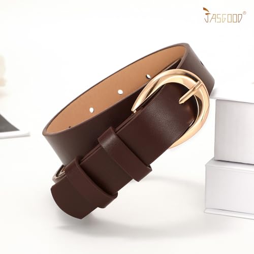 JASGOOD Women Leather Belt with Gold Buckle Fashion Women Belt Ladies Casual PU Leather Belt for Jeans Pants Dress2