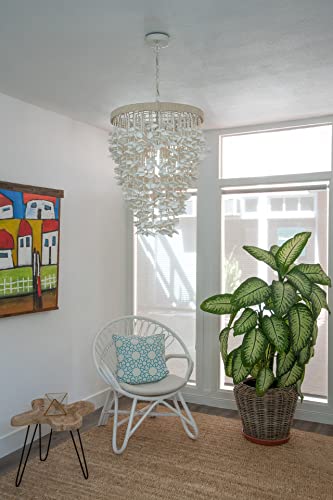 KOUBOO Seashell Ceiling Chandelier, Modern & Clamrose Shells Chandeliers & Ceiling Lights - Farmhouse, Crystal Fixtures for Bedrooms, Dining Rooms, Living Spaces, White - Image 7