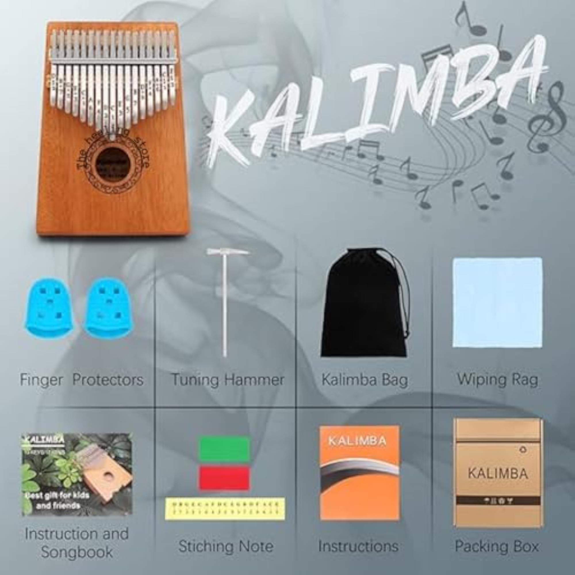 Kalimba 17 Keys Thumb Piano with Study Instruction