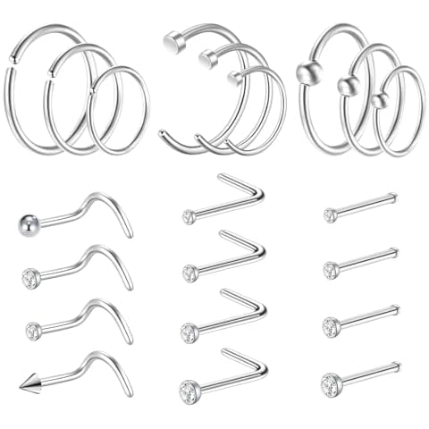 JZTRADING 21Pcs Nose Ring Studs Set Cover