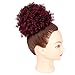 GX Beauty Afro Ponytail African American Messy Hair Bun Chignons Synthetic Hair Extensions Wavy Ponytail Synthetic Puff Ponytail Wrap Updo Hair Extensions with 2 Clips(#TBug)