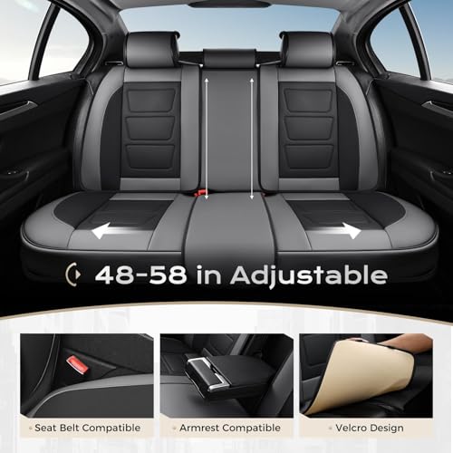 Image of Coverado Car Seat Covers Full Set, Seat Covers for Cars, Front Seat Covers and Back Seat Cover Waterproof Leather Automotive Seat Cover Universal Car Interior Protectors Cushion for Most Cars