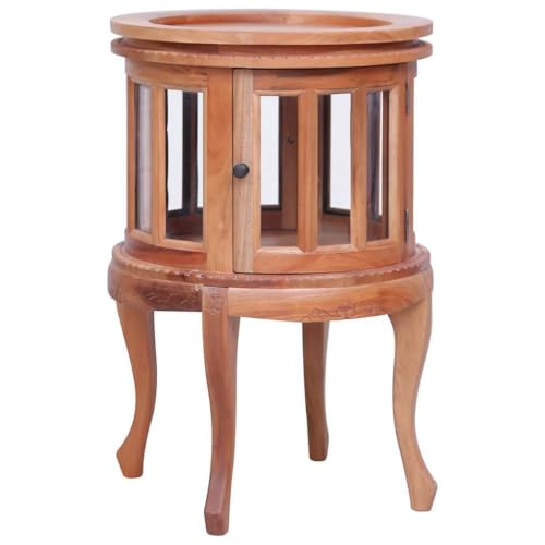 Frdhee Mesa auxiliar pequeña para sofá, vitrina natural, 50 x 50 x 76 cm, madera maciza de caoba, soporte para plantas para dormitorio, salón, oficina
