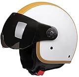 [APPROVATO DOT E SCOCCA IN ABS / PELLE] Il casco da motociclista 3/4 soddisfa o supera gli standard di sicurezza FMVSS-218 e DOT. Design aerodinamico Il guscio in ABS / pelle previene gli urti e il sollevamento. La fodera in EPS ad alta densità è completamente ventilata per assorbire notevolmente gli impatti, così puoi sentirti sicuro in sella alla tua bici da strada.