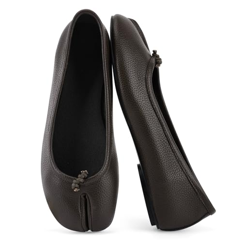 Image of VBDB Tabi Ballet Flats Shoes for Women Rounde Toe Wide Width Split Toe Low Heel Comfortable Flats Shoes