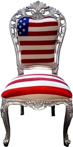 Casa Padrino Chaise de salle à manger baroque de luxe USA/argent - Chaise baroque design - Qualité de luxe