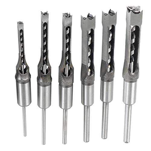Kimllier KM-1221396-541588-LR 6Pcs Square Hole Drill Bit Hss Square Hole Saw Mortise Chisel Drill Bit Tools Wood Mortising Chisel Set cover
