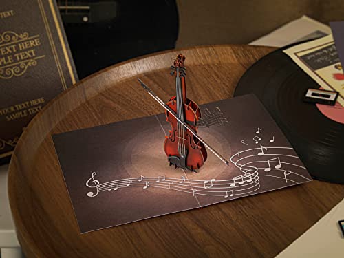 Liif Violin 3D Greeting Pop Up Card, Musician Birthday Card, Violinist Gifts, Band Violin Teacher Gift From Student, Music School Graduation, Symphony Concert Card, String Instrument | With Message Note & Envelop | Size 7 X 5 Inch #TOP4