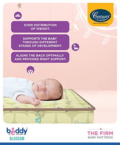 Image of Centuary Mattresses Beddy Blossom,Natural Coir Mattress,Crib Mattress for Baby,SmallMattress for Kids,Firm Mattress for Kids,Baby Cot Mattress | Free Waterproof Protector (140 * 70 * 10 cm)