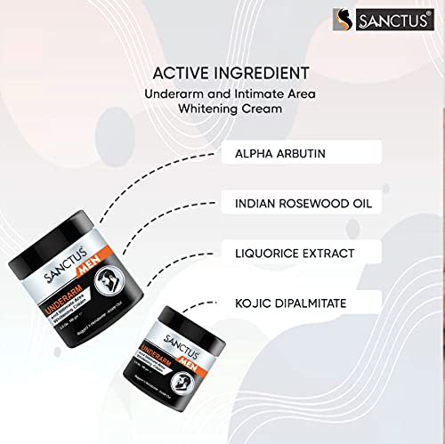 Sanctus Underarm and Intimate Area Whitening Cream with Non Sticky and Advanced Odor Control Formula for Men (100 gm)
