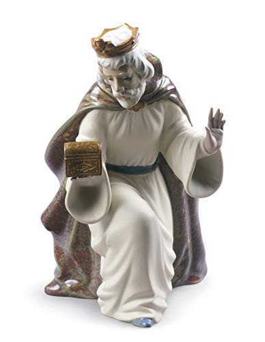 NAO Figura Rey Melchor con Cofre. Los Reyes Magos de Porcelana