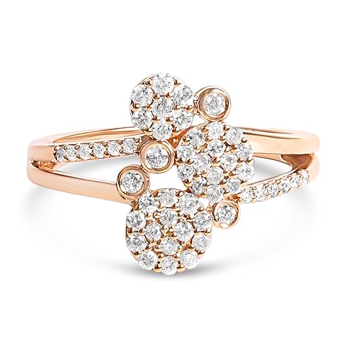 Haus of Brilliance 14K Rose Gold Plated .925 Sterling Silver 1/2 Cttw Diamond Scatter Composite Bypass Ring (I-J Color, I1-I2 Clarity) - Size 9