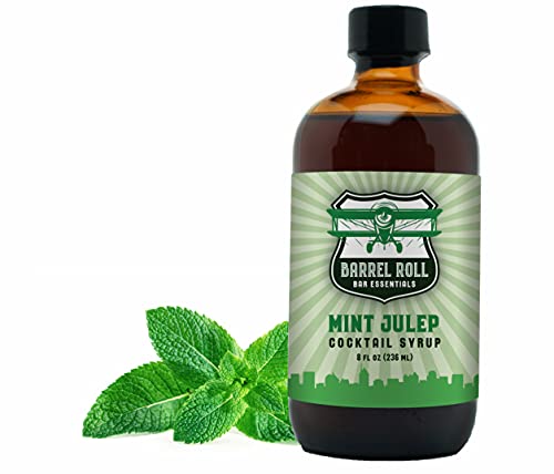 Barrel Roll Bar Essentials Cocktail Mixers - Mint Julep Cocktail Mix - All-Natural Mint Julep Drink Mix - USA Handcrafted Cocktail Syrups - Small Batch Cocktail Bitters with Real Cane Sugar - 8 Ounce