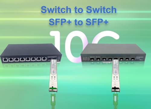 Image of Elfcam - 1 Pair 10G SFP+ BIDI Transceiver Module with SC Fiber Port Simplex Single-Mode, Support 10Gb /2.5Gb /1.25Gb, Compatible with Cisco and Open Switch, DDM 20km