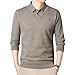 Men's Fleece Lined Sweater Polo Collar Pullover Tops Fashion Causal Pullovers Slim Fit Thick Clothes