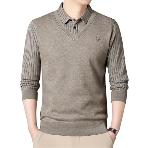 Men's Fleece Lined Sweater Polo Collar Pullover Tops Fashion Causal Pullovers Slim Fit Thick Clothes2