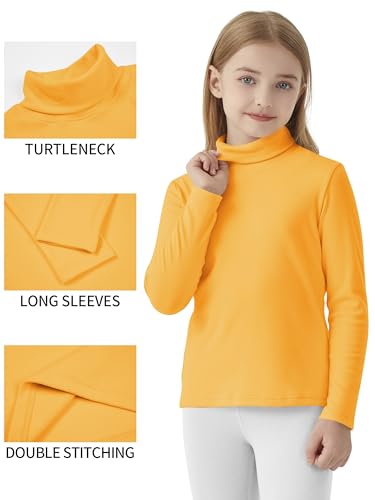 Image of Dreammonkey Girls Long Sleeve Turtleneck T-Shirt Kids Basic High Neck Casual Tee Tops | Size 4-13