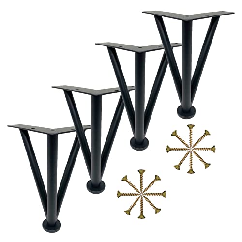 Juego de 4 Patas de Mesa de Piel Negra, Dorada y Plateada con Tornillos, Altura Ajustable de 20 cm, Patas de Repuesto para sofá, Armario y Escritorio.