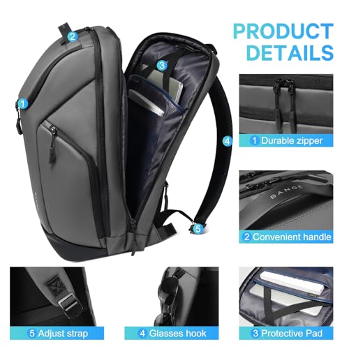 Image of FUTURE AESTHETICS Business Commute Backpack for Men and Women, Waterproof 15.6 Inch Laptop Backpack, Durable Flight-Approved Travel Backpack for Work /College,Grey