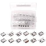 PENGLIN 60個 12種類 マイクロUSBメスコネクタ、Micro USB 5ピン ミニソケットコネクターセット、電話、おもちゃ、回路基板はんだディップSMD SMT、はんだ付け修理USB交換アダプタ