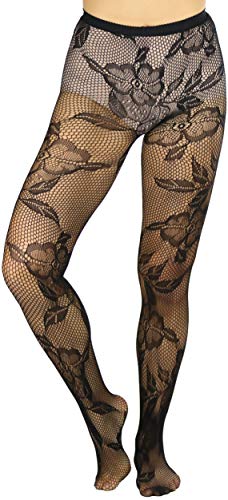 Image of ToBeInStyle Women's Elegant Floral Lace Inspired Spandex Net Full Length Tights