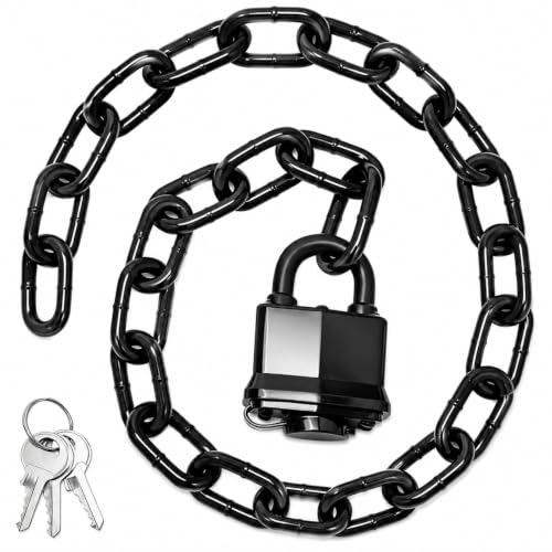 Weather-Resistant Chain Lock - Heavy Duty Upgraded Padlock with gate Chain Anti-Theft Security Lock with a Lock Cap for Bikes gate Fences Backyard Doors Motorcycles (Chain+Lock)