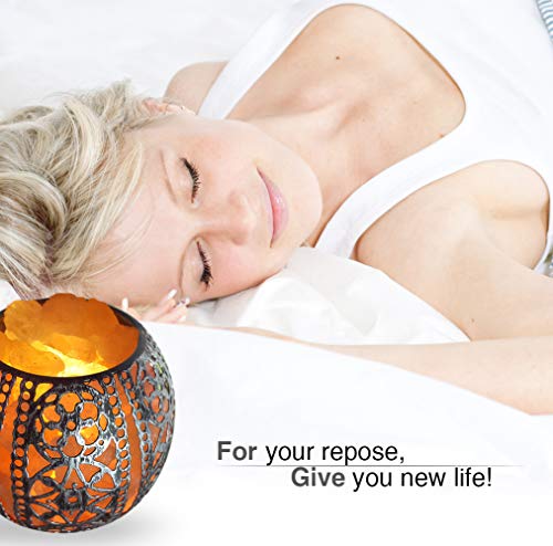 Salt-Night-LightNatural-Wall-Light-Salt-Lamp-with-2-Bulbs-Himalayan-Rocks-Salt-Lamp-with-Spherical-Metal-Basket-Gift Salt Night LightNatural Wall Light Salt Lamp with 2 Bulbs Himalayan Rocks Salt Lamp with Spherical Metal Basket Gift