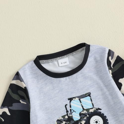 Toddler Baby Boy Outfits Fall Winter Tractor Camouflage Print Long Sleeve Shirts Top Jogger Pants 2PCS Clothes Set4