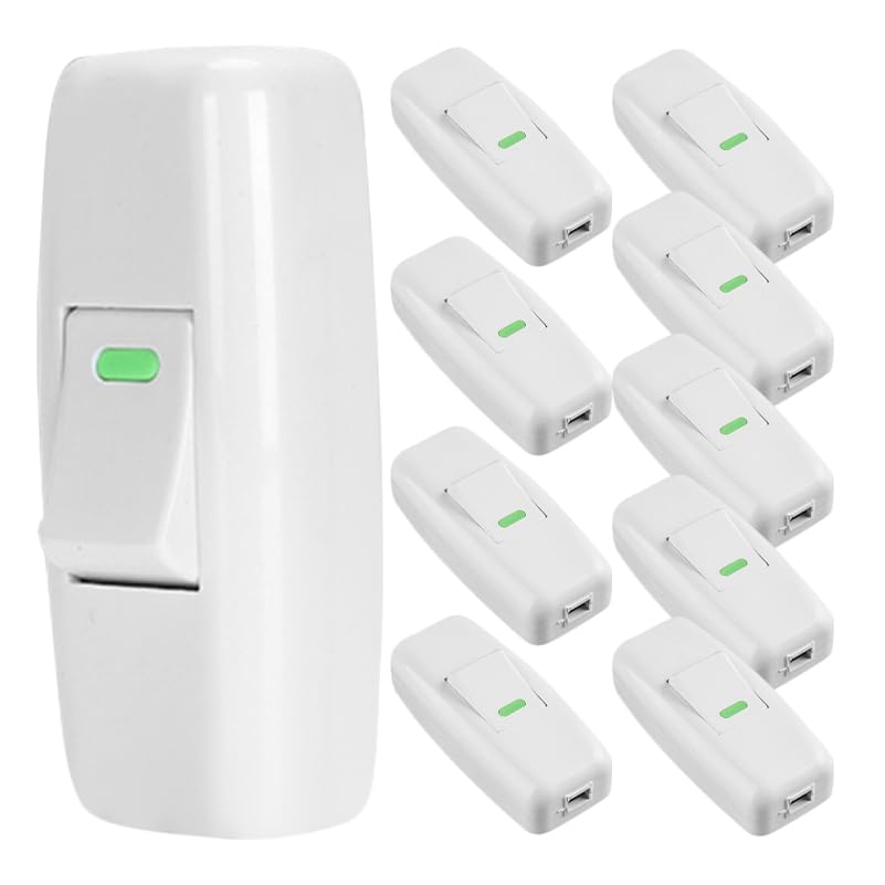 OSALADI Inline Cord Switch for Lamp Cord Replacement Small Bedside Table Lamp Switch Part 10 Pack Convenient on Off Light Control 2.55X1.06X0.82 Inch