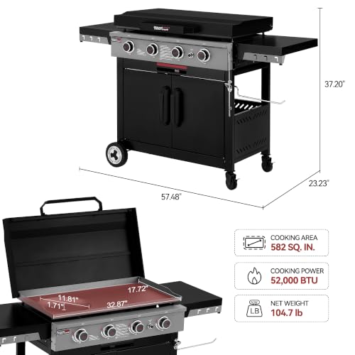Image of Royal Gourmet GB4008B 4-Burner Gas Griddle, Recessed Fry Zone, Camping