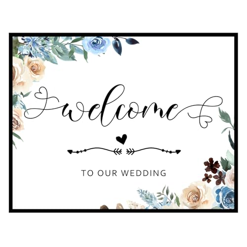 Rustic Wedding Welcome Sign – Vintage Style “Welcome to Our Wedding” Print – Reception Entrance Sign, Ceremony Stationery – 11x14 Inch Unframed Wall Art