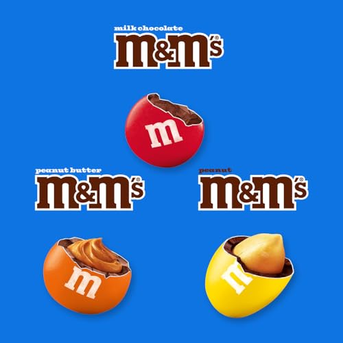 Mars M&M'S Milk Chocolate, Peanut & Peanut Butter Fun Size Variety Pack, Party Size, 19.41 Oz Bulk Candy Bag