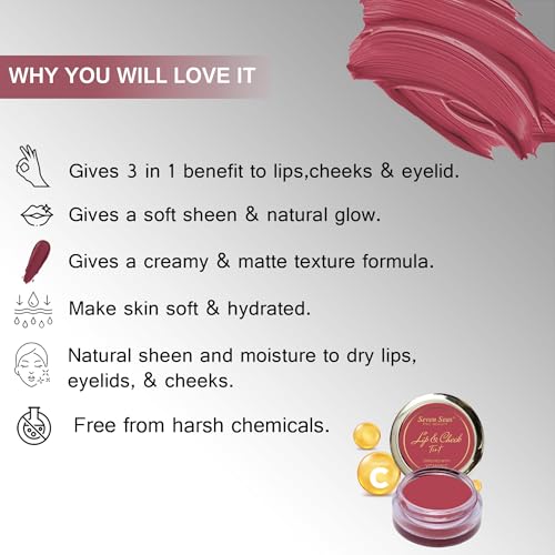Image of Seven Seas Lips & Cheek Tint Combo Pack of 2 | Matte Natural Blush for Women | Lip Tint with Vitamin E | Nourishing Cheek Tint (Blush Pink)