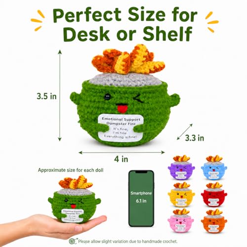 Image of Emotional Support Dumpster Fire Crochet (5 PCS) | Multi Pack Crochet Gift