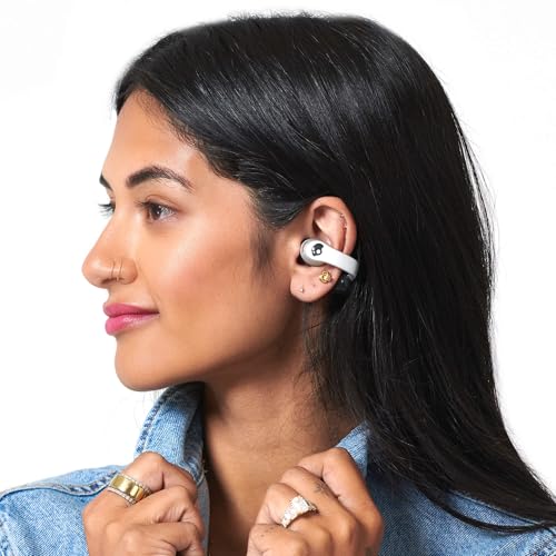 Image of Skullcandy Push 720 Open Wireless Open Ear Bluetooth Earbuds, Headphones, Waterproof, Clip-On Lightweight Design, 30 Hours Battery, Wireless Charging Pouch, Microphone for iPhone Android - Chrome
