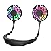 MoKo Ventilateur Portable, Mini Ventilateur USB Serre-Nuque Sportif Suspendu au Cou avec Lumière LED, 3 Vitesse Réglable 2 Vent Silencieux pour Bureau, Voyage, Sport - Noir